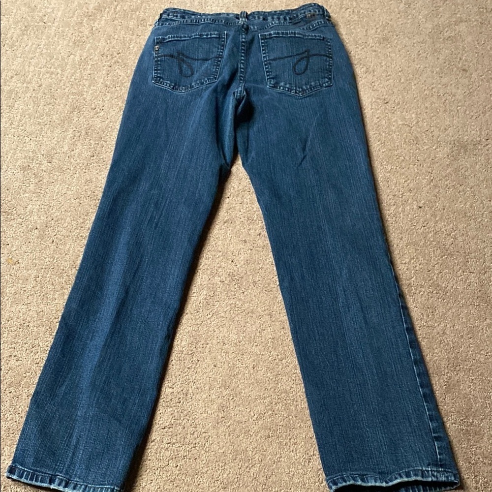 Blue Jag Mid-rise Straight Leg Jeans Classic Stitching Casual